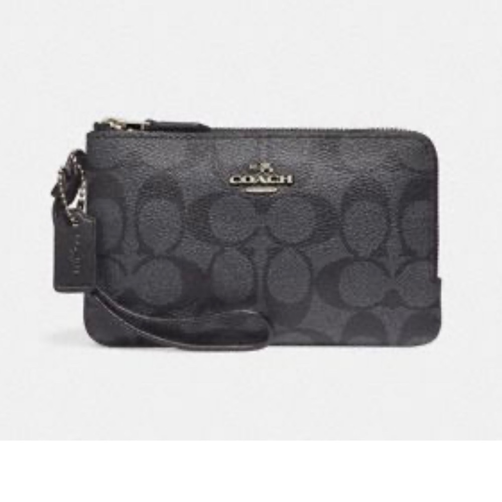 NWT 🔥 Double Corner Zip Wristlet In Signature Canvas NWT